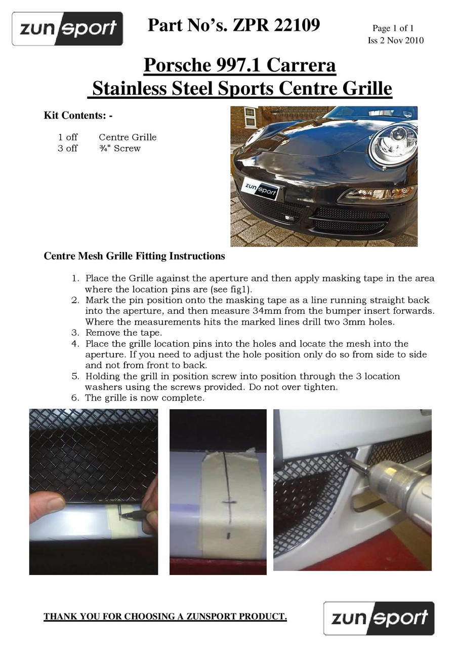 Porsche 997.1 (C2,C2S,C4,C4S) - Front Grille Set